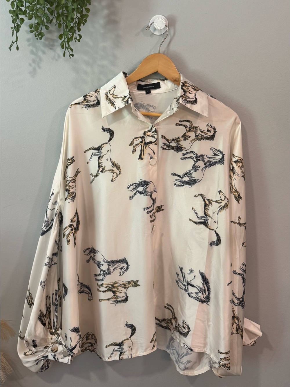 Beulah Cream Horse-Print Camisole Top All Size